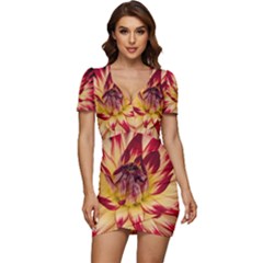 Bloom Blossom Close Up Flora Low Cut Cap Sleeve Mini Dress by Amaryn4rt