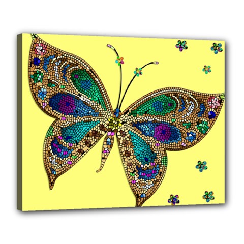 Butterfly Mosaic Yellow Colorful Canvas 20  X 16  (stretched) by Amaryn4rt