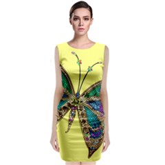 Butterfly Mosaic Yellow Colorful Classic Sleeveless Midi Dress by Amaryn4rt