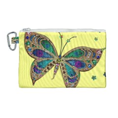 Butterfly Mosaic Yellow Colorful Canvas Cosmetic Bag (large) by Amaryn4rt