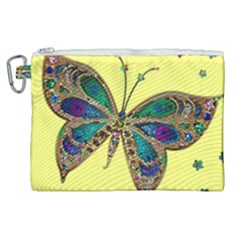 Butterfly Mosaic Yellow Colorful Canvas Cosmetic Bag (xl) by Amaryn4rt