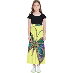 Butterfly Mosaic Yellow Colorful Kids  Flared Maxi Skirt by Amaryn4rt