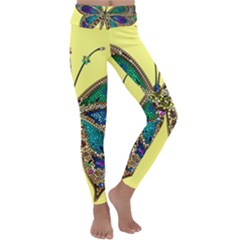 Butterfly Mosaic Yellow Colorful Kids  Lightweight Velour Classic Yoga Leggings