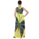 Butterfly Mosaic Yellow Colorful Empire Waist Velour Maxi Dress View2