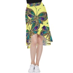 Butterfly Mosaic Yellow Colorful Frill Hi Low Chiffon Skirt by Amaryn4rt