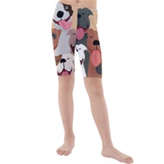 Dogs Pet Background Pack Terrier Kids  Mid Length Swim Shorts by Ravend