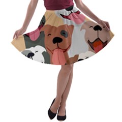 Dogs Pet Background Pack Terrier A-line Skater Skirt by Ravend