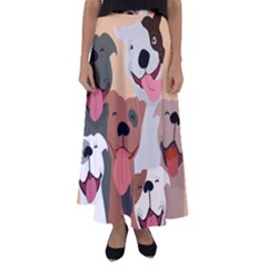 Dogs Pet Background Pack Terrier Flared Maxi Skirt by Ravend