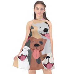 Dogs Pet Background Pack Terrier Halter Neckline Chiffon Dress  by Ravend