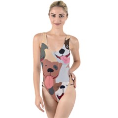 Dogs Pet Background Pack Terrier High Leg Strappy Swimsuit by Ravend