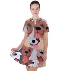 Dogs Pet Background Pack Terrier Short Sleeve Shoulder Cut Out Dress  by Ravend