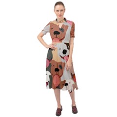 Dogs Pet Background Pack Terrier Keyhole Neckline Chiffon Dress by Ravend