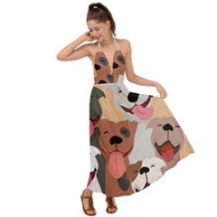 Dogs Pet Background Pack Terrier Backless Maxi Beach Dress by Ravend