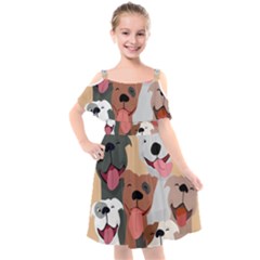 Dogs Pet Background Pack Terrier Kids  Cut Out Shoulders Chiffon Dress by Ravend