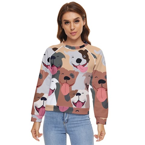 Dogs Pet Background Pack Terrier Women s Long Sleeve Raglan T-shirt by Ravend