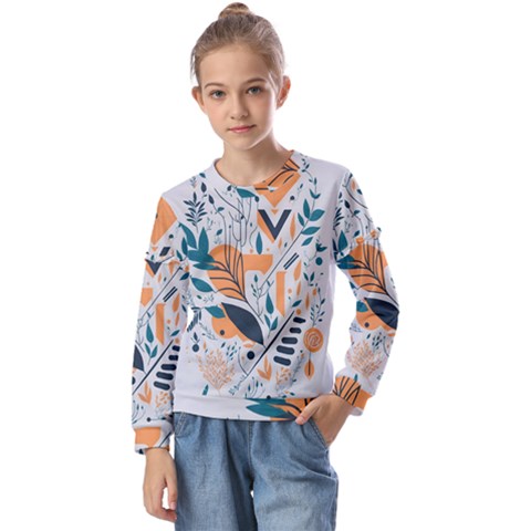 Flower Design Nature Kids  Long Sleeve T-shirt With Frill  by Ravend