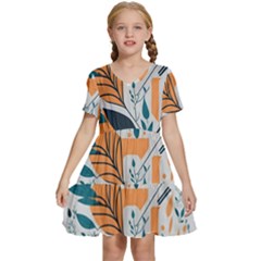 Flower Design Nature Kids  Short Sleeve Tiered Mini Dress by Ravend