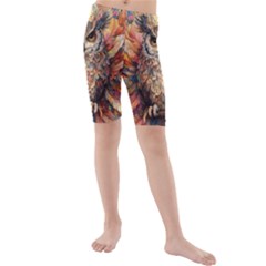 Drawing Olw Bird Kids  Mid Length Swim Shorts by Ravend