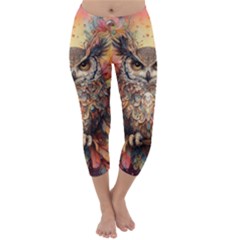 Drawing Olw Bird Capri Winter Leggings  by Ravend