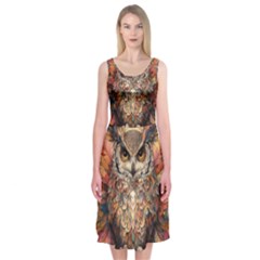 Drawing Olw Bird Midi Sleeveless Dress by Ravend