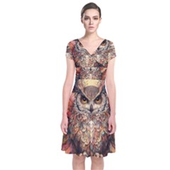 Drawing Olw Bird Short Sleeve Front Wrap Dress by Ravend