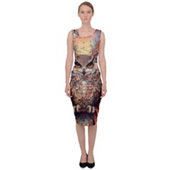 Drawing Olw Bird Sleeveless Pencil Dress by Ravend