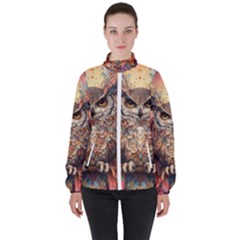 Drawing Olw Bird Women s High Neck Windbreaker by Ravend