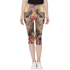 Drawing Olw Bird Inside Out Lightweight Velour Capri Leggings  by Ravend