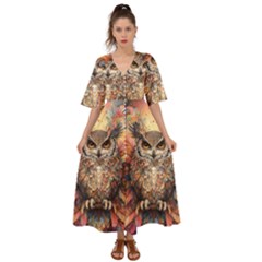 Drawing Olw Bird Kimono Sleeve Boho Dress by Ravend