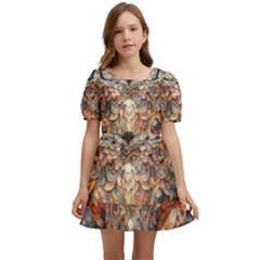 Drawing Olw Bird Kids  Short Sleeve Dolly Dress by Ravend