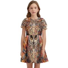 Drawing Olw Bird Kids  Bow Tie Puff Sleeve Dress by Ravend