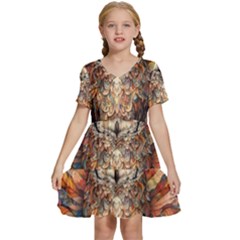 Drawing Olw Bird Kids  Short Sleeve Tiered Mini Dress by Ravend