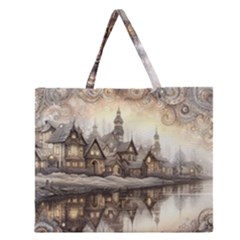 Building Landmark Zipper Large Tote Bag by Ravend