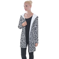 Vintage Clock Motif Pattern Longline Hooded Cardigan by dflcprintsclothing