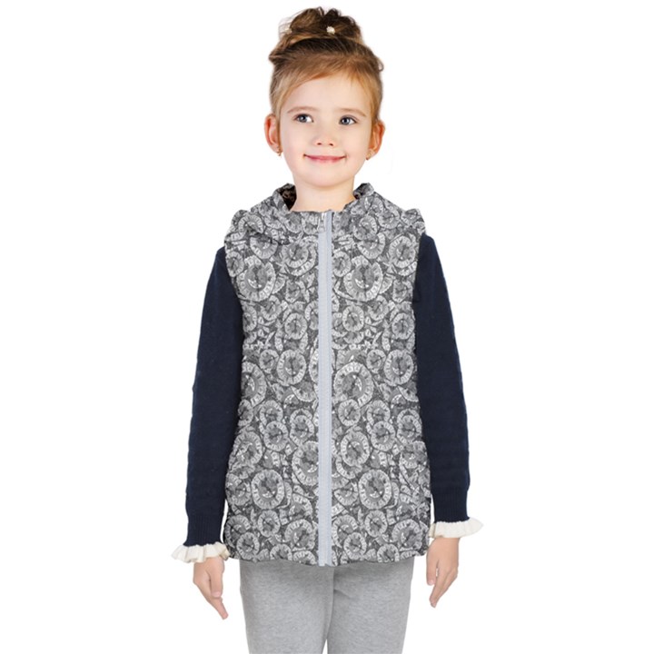 Vintage Clock Motif Pattern Kids  Hooded Puffer Vest