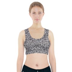 Vintage Clock Motif Pattern Sports Bra With Pocket