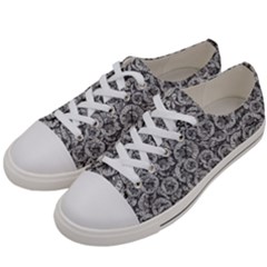 Vintage Clock Motif Pattern Men s Low Top Canvas Sneakers