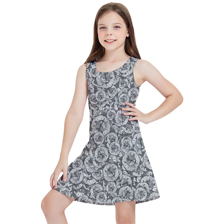 Vintage Clock Motif Pattern Kids  Lightweight Sleeveless Dress