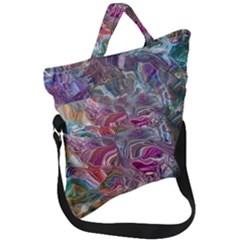 Abstract Waves Iv Fold Over Handle Tote Bag by kaleidomarblingart