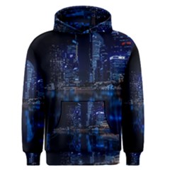 Illuminated Cityscape Against Blue Sky At Night Men s Core Hoodie by Modalart