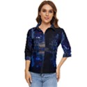 Illuminated Cityscape Against Blue Sky At Night Women s Quarter Sleeve Pocket Shirt View1