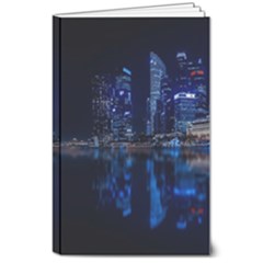 Illuminated Cityscape Against Blue Sky At Night 8  X 10  Softcover Notebook by Modalart