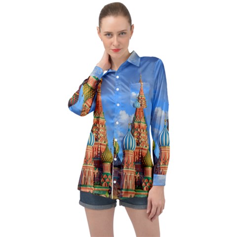 Architecture Building Cathedral Church Long Sleeve Satin Shirt by Modalart