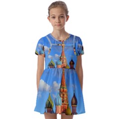 Architecture Building Cathedral Church Kids  Short Sleeve Pinafore Style Dress