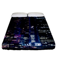 Black Building Lighted Under Clear Sky Fitted Sheet (california King Size) by Modalart