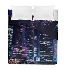 Black Building Lighted Under Clear Sky Duvet Cover Double Side (full/ Double Size) by Modalart