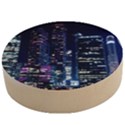 Black Building Lighted Under Clear Sky Wooden Bottle Opener (Round) View1