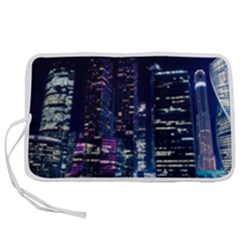 Black Building Lighted Under Clear Sky Pen Storage Case (m) by Modalart