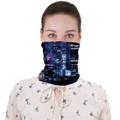 Black Building Lighted Under Clear Sky Face Covering Bandana (adult) by Modalart