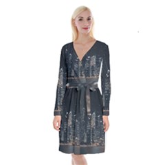 Time Lapse Photo Of City Long Sleeve Velvet Front Wrap Dress by Modalart